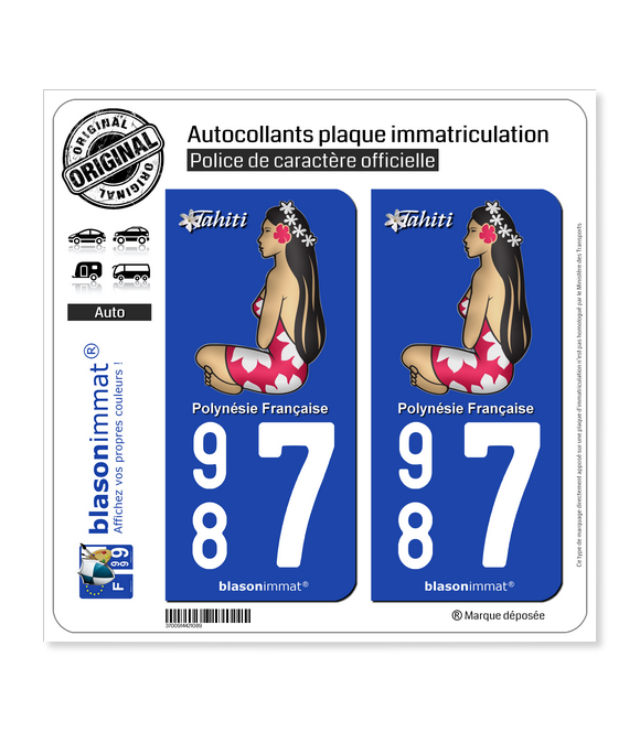 987 Tahiti - La Poupée Hinano | Autocollant plaque immatriculation