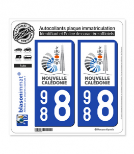 988 Nouvelle-Calédonie - Gouvernement | Autocollant plaque immatriculation