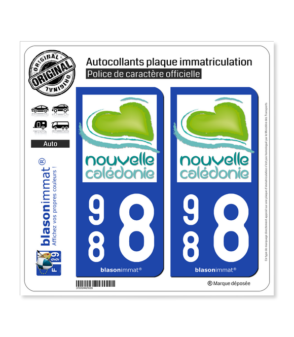 988 Nouvelle-Calédonie - Tourisme | Autocollant plaque immatriculation