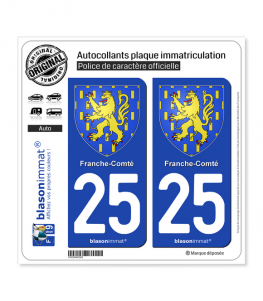 25 Franche-Comté - Armoiries | Autocollant plaque immatriculation