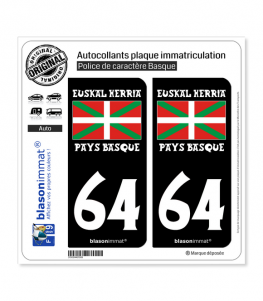 64 Euskal Herria- Drapeau | Autocollant plaque immatriculation