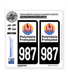 987-H Polynésie Française - Collectivité | Autocollant plaque immatriculation