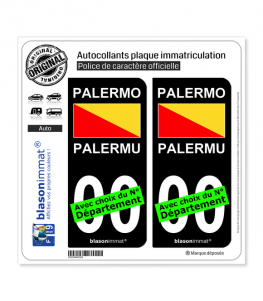 Palerme Ville - Drapeau | Autocollant plaque immatriculation (Fond Noir)