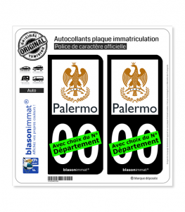 Palerme - Città | Autocollant plaque immatriculation (Fond Noir)