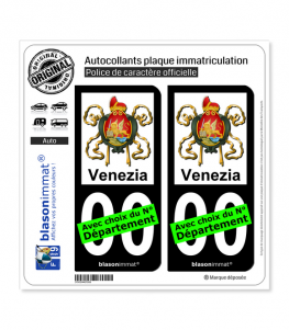 Venise Ville - Armoiries II | Autocollant plaque immatriculation (Fond Noir)