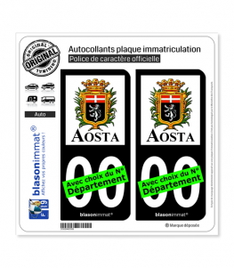 Aoste Ville - Città | Autocollant plaque immatriculation (Fond Noir)