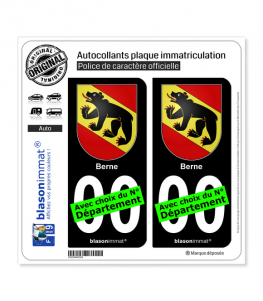 Berne - Armoiries | Autocollant plaque immatriculation (Fond Noir)