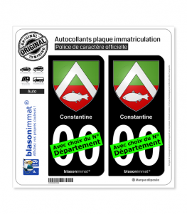 Constantine - Armoiries | Autocollant plaque immatriculation (Fond Noir)