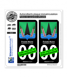 Pointe-Noire - Armoiries | Autocollant plaque immatriculation (Fond Noir)