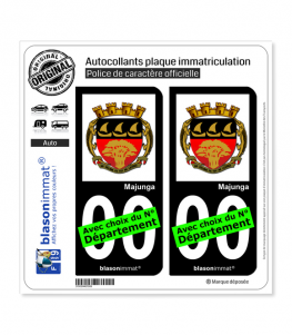 Majunga - Armoiries | Autocollant plaque immatriculation (Fond Noir)
