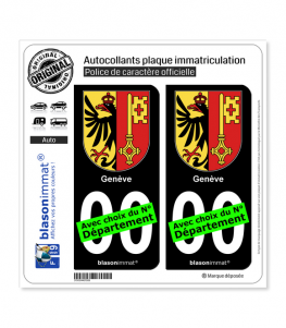 Genève - Armoiries (Suisse) | Autocollant plaque immatriculation (Fond Noir)