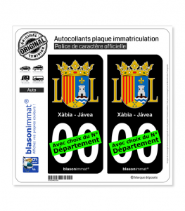 Xàbia - Armoiries (Espagne) | Autocollant plaque immatriculation (Fond Noir)