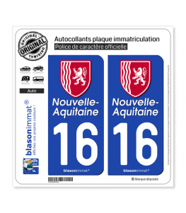 16 Nouvelle-Aquitaine - Région II | Autocollant plaque immatriculation