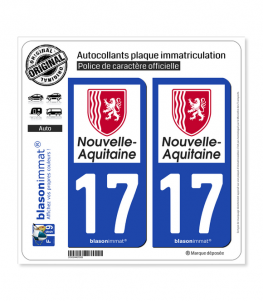 17 Nouvelle-Aquitaine - Région | Autocollant plaque immatriculation