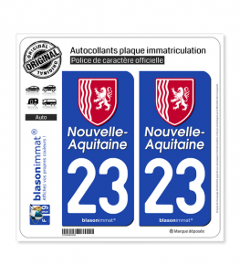 23 Nouvelle-Aquitaine - Région II | Autocollant plaque immatriculation