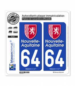 64 Nouvelle-Aquitaine - Région II | Autocollant plaque immatriculation