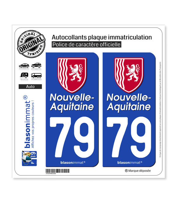 79 Nouvelle-Aquitaine - Région II | Autocollant plaque immatriculation