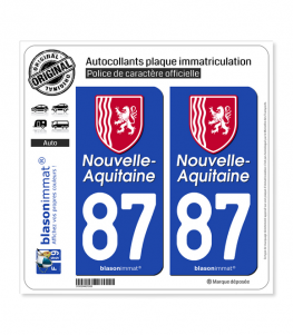 87 Nouvelle-Aquitaine - Région II | Autocollant plaque immatriculation