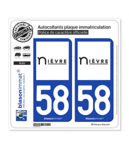 58 Nièvre - Département | Autocollant plaque immatriculation