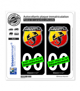 Abarth - Blason | Autocollant plaque immatriculation (Fond Noir)