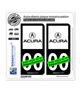 Acura | Autocollant plaque immatriculation (Fond Noir)