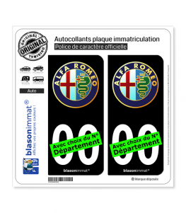 Alfa Romeo | Autocollant plaque immatriculation (Fond Noir)