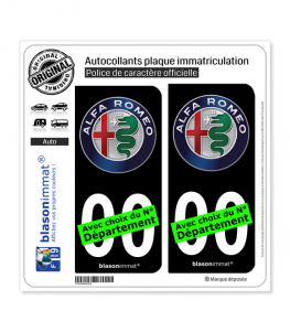 Alfa Romeo - Macaron | Autocollant plaque immatriculation (Fond Noir)
