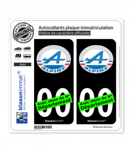 Alpine - Macaron | Autocollant plaque immatriculation (Fond Noir)