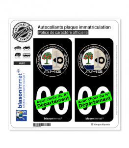 AMG - Macaron | Autocollant plaque immatriculation (Fond Noir)