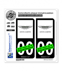 Aston Martin | Autocollant plaque immatriculation (Fond Noir)