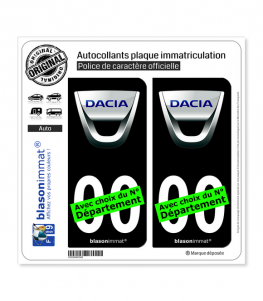 Dacia | Autocollant plaque immatriculation (Fond Noir)