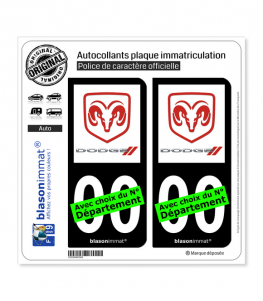 Dodge | Autocollant plaque immatriculation (Fond Noir)