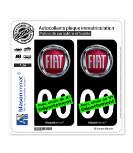 Fiat - Macaron | Autocollant plaque immatriculation (Fond Noir)