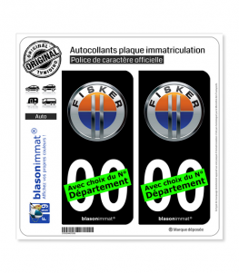 Fisker - Macaron | Autocollant plaque immatriculation (Fond Noir)