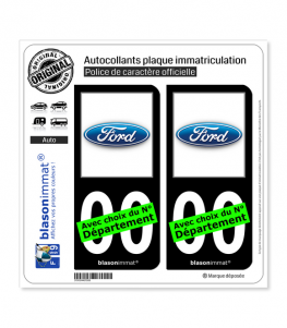 Ford | Autocollant plaque immatriculation (Fond Noir)