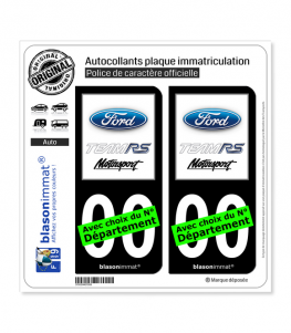 Ford - Team RS | Autocollant plaque immatriculation (Fond Noir)