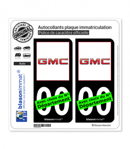 GMC | Autocollant plaque immatriculation (Fond Noir)