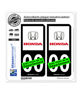 Honda | Autocollant plaque immatriculation (Fond Noir)