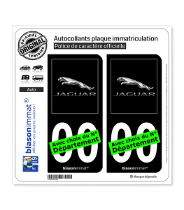 Jaguar | Autocollant plaque immatriculation (Fond Noir)