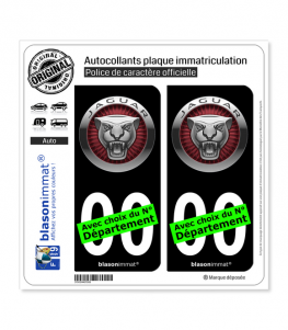 Jaguar - Macaron | Autocollant plaque immatriculation (Fond Noir)