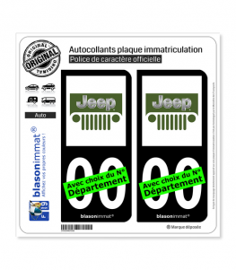 Jeep | Autocollant plaque immatriculation (Fond Noir)