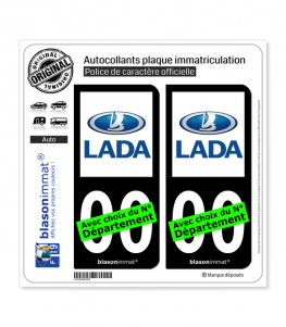 Lada | Autocollant plaque immatriculation (Fond Noir)