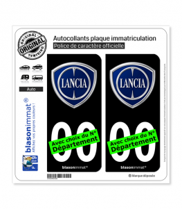 Lancia | Autocollant plaque immatriculation (Fond Noir)