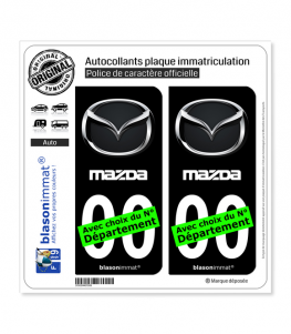 Mazda | Autocollant plaque immatriculation (Fond Noir)