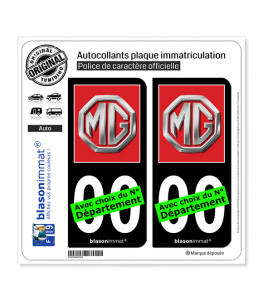 MG Motor | Autocollant plaque immatriculation (Fond Noir)