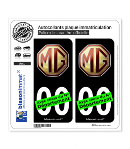 MG - Retro | Autocollant plaque immatriculation (Fond Noir)