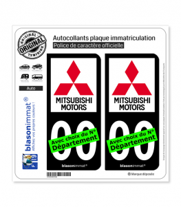 Mitsubishi - Motors | Autocollant plaque immatriculation (Fond Noir)