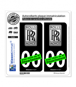Rolls-Royce - Macaron | Autocollant plaque immatriculation (Fond Noir)