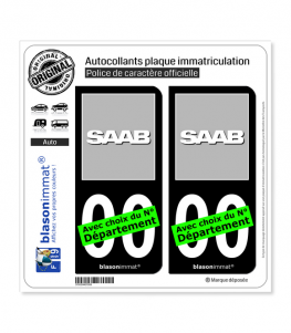 SAAB | Autocollant plaque immatriculation (Fond Noir)