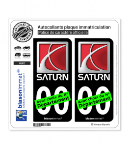Saturn - General Motors | Autocollant plaque immatriculation (Fond Noir)